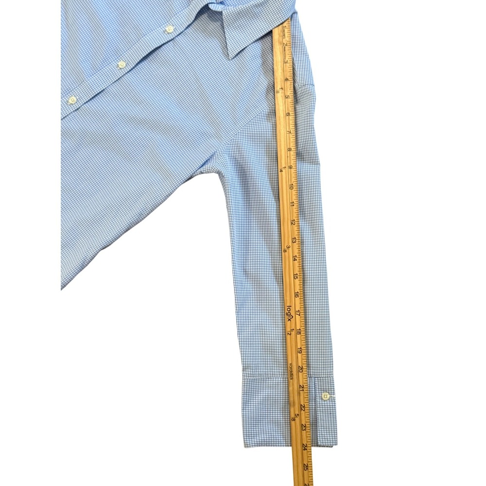 Brooks Brothers WM's 4 Light Blue Gingham Non-Iron 3/4 Sleeve Button Down Shirt - Picture 11 of 13